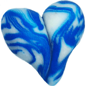 Glücksherz aus Fimo in der Farbe Blau Transparaent marmoriert