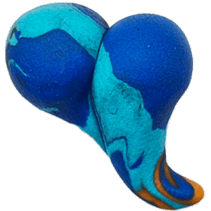 Glücksherz aus Fimo in der Farbe Orange Blau Türkies