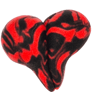 Herz aus Fimo Rot, Schwarz, marmoriert