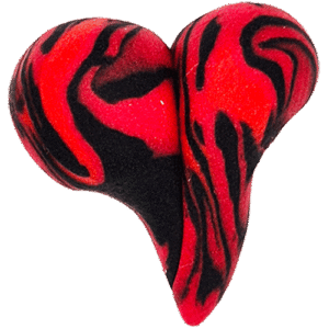 Herz aus Fimo Rot, Schwarz, marmoriert