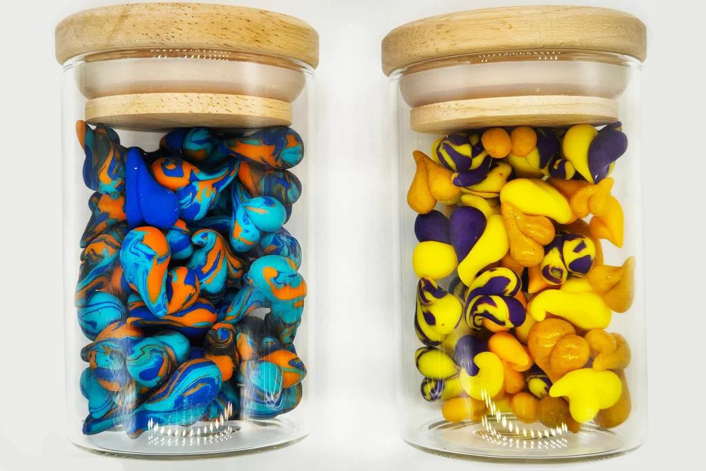 Verkaufsidee glas-herzen-blau-gelb