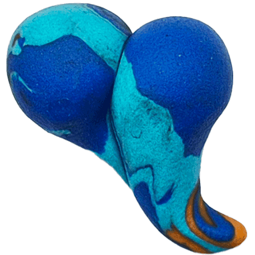 Glücksherz aus Fimo in der Farbe Orange Blau Türkies