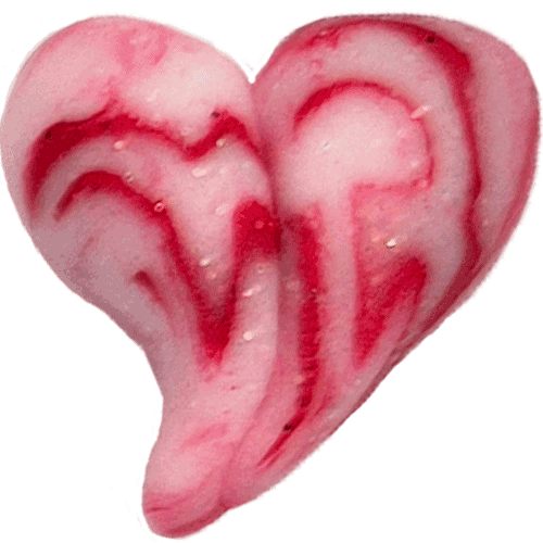 Glücksherz aus Fimo in der Farbe Rot Transparaent marmoriert