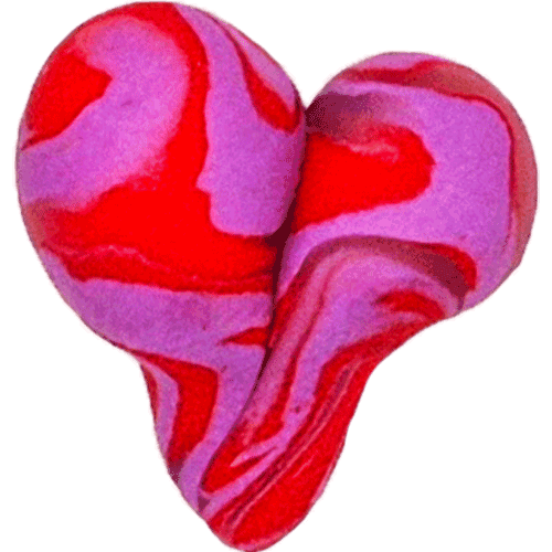 Glücksherz mit den Farben Rot und Lila