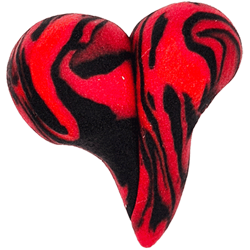 Herz aus Fimo Rot, Schwarz, marmoriert